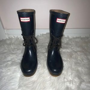 Authentic HUNTER Navy Blue Rainboots with Laces